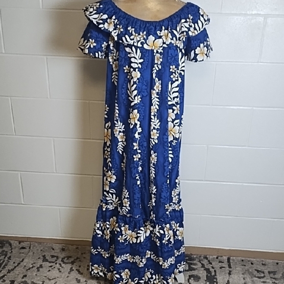 Hawaiian Tropical Floral Tiered Off-or on Shoulder Beachy Sundress Pocket - Picture 1 of 10